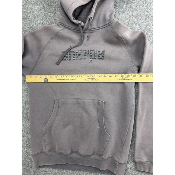 Sherpa Hoodie Mens Medium Gray Pullover Fleece Logo Raglan Kangaroo Pocket - Picture 4 of 9